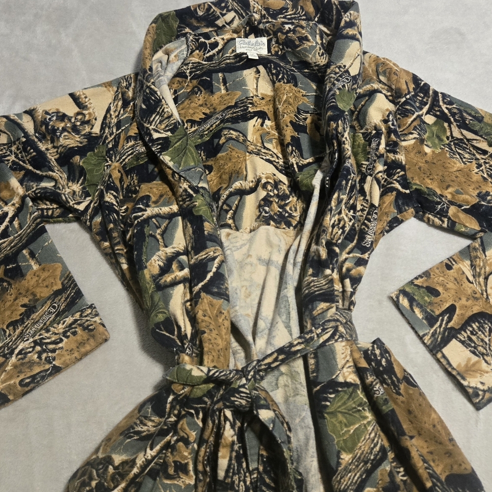 Cabela's Camouflage Robe 3DSeclusion Camo Bathrobe Belted Men's Sz. M/M Hunting - Picture 3 of 6